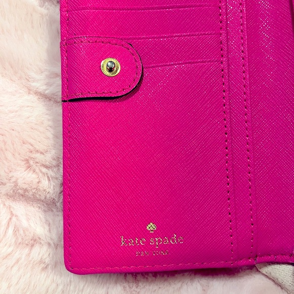 Kate Spade New York Hot Pink Saffiano Leather Snap Bifold Wallet (GUC) - Picture 9 of 12
